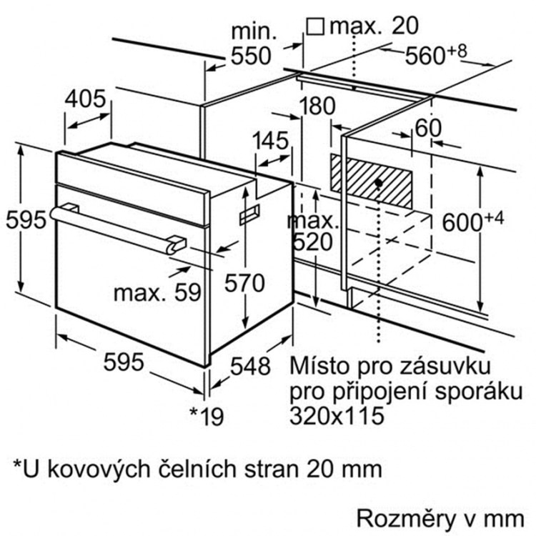 Rozměry pro vestavbu jsou rozhoující.